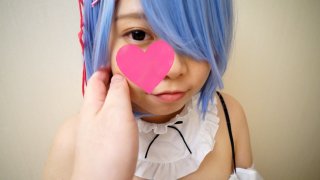 Uncensored in cosplay clothes until the end Rezero Rem The compliant de M girl who put her tongue